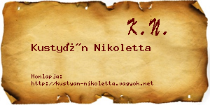 Kustyán Nikoletta névjegykártya
